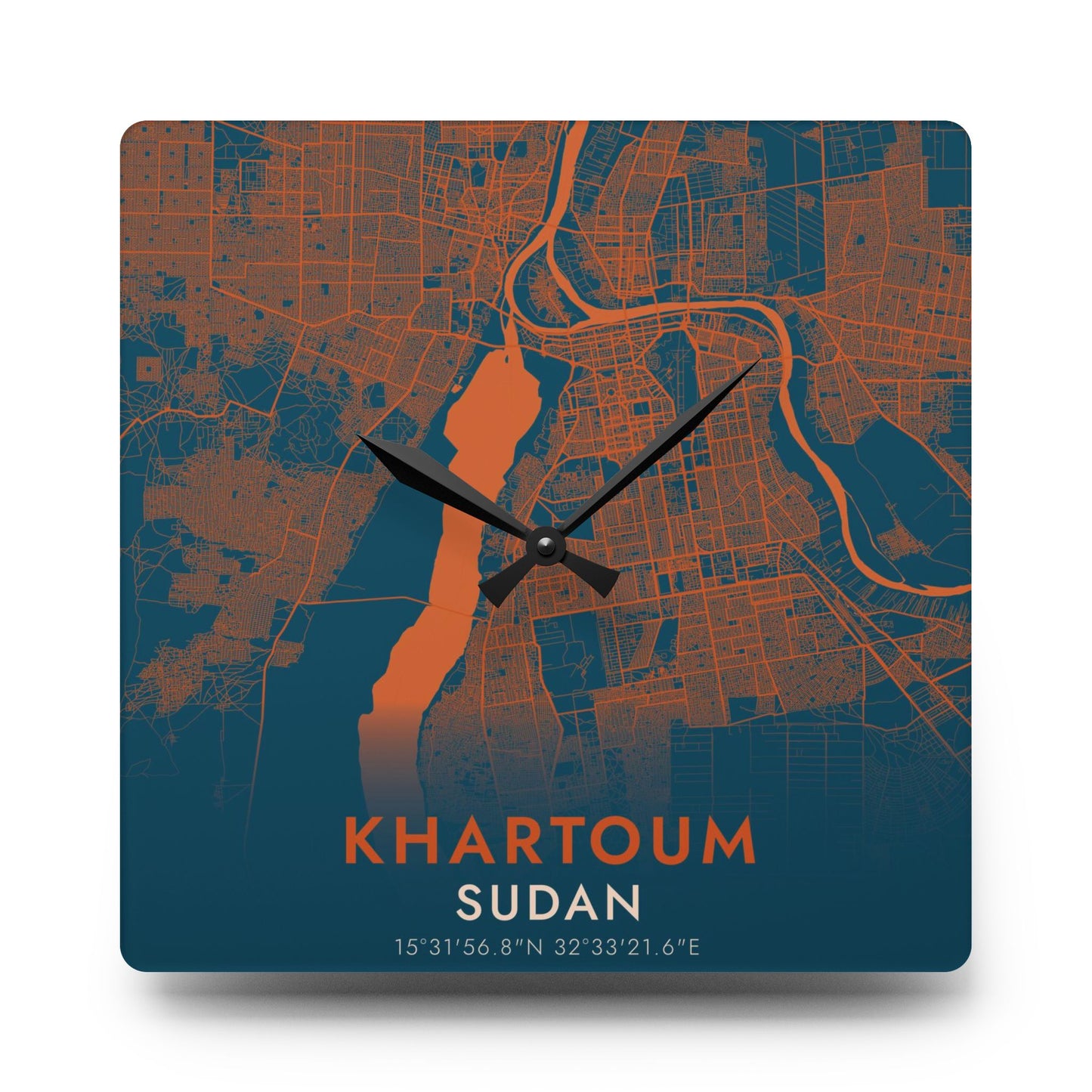 Khartoum Sudan City Map Square Wall Clock