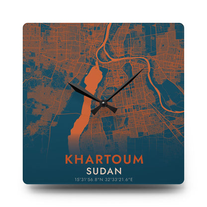 Khartoum Sudan City Map Square Wall Clock