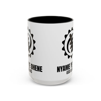 Adinkra Symbol Coffee Mug NYAME YE OHENE - African Faith & Royalty
