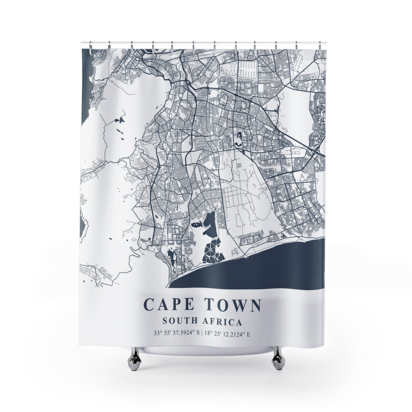 Cape Town South Africa City Map Print Shower Curtain