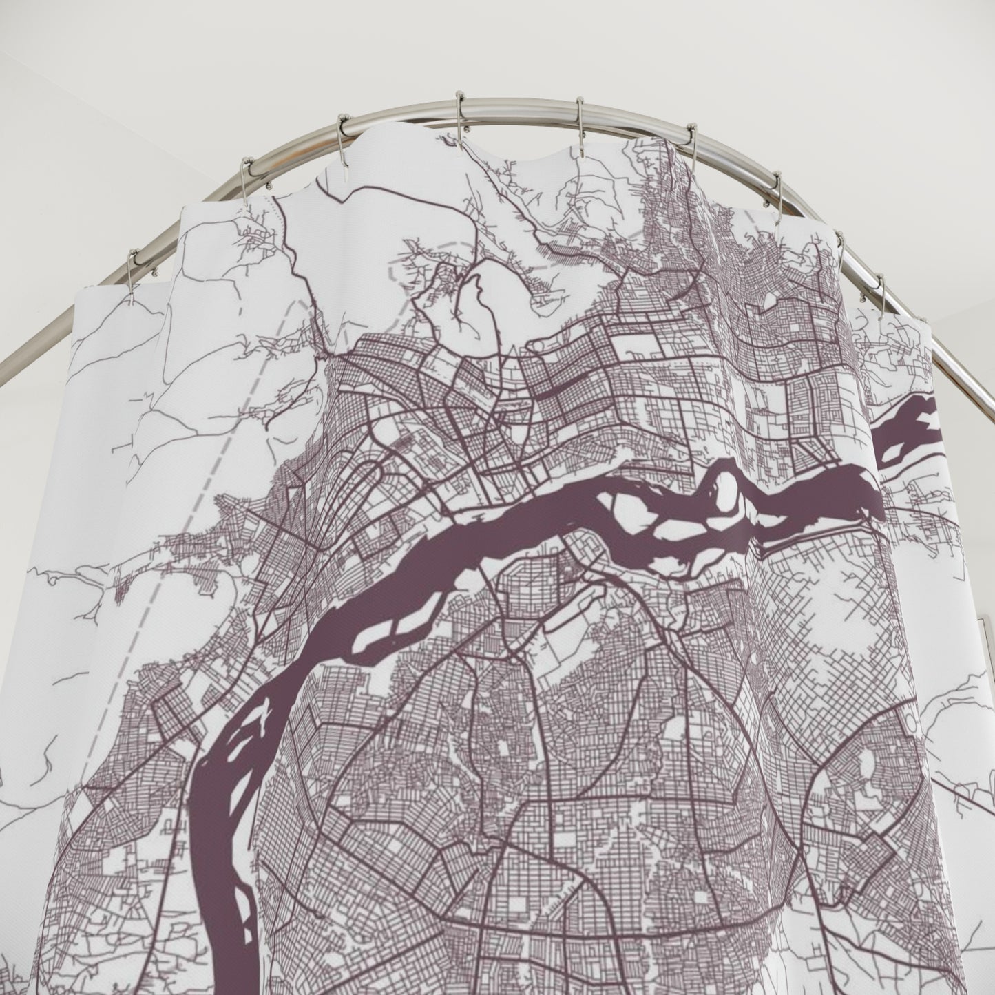 Bamako Mali City Map Print Shower Curtain