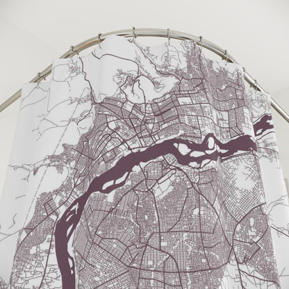 Bamako Mali City Map Print Shower Curtain