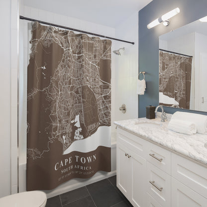 Cape Town South Africa City Map Print Shower Curtain