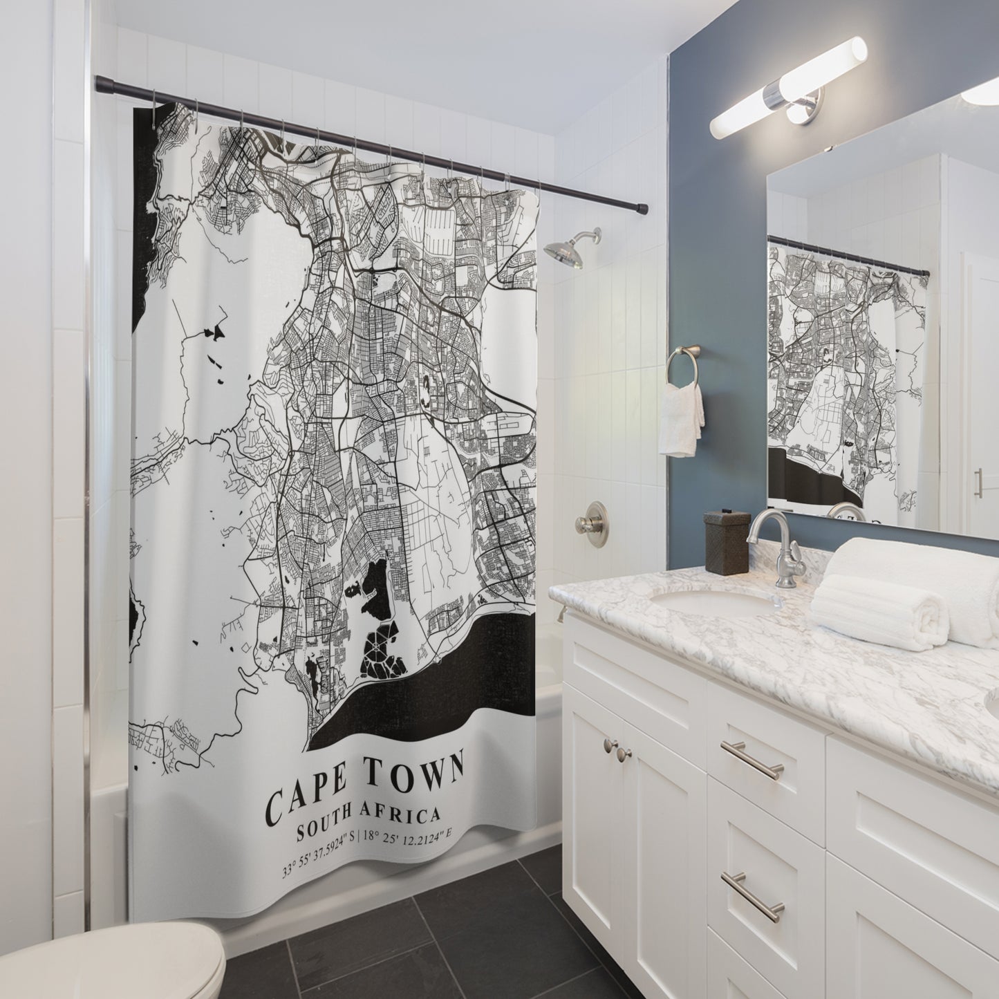 Cape Town South Africa City Map Print Shower Curtain