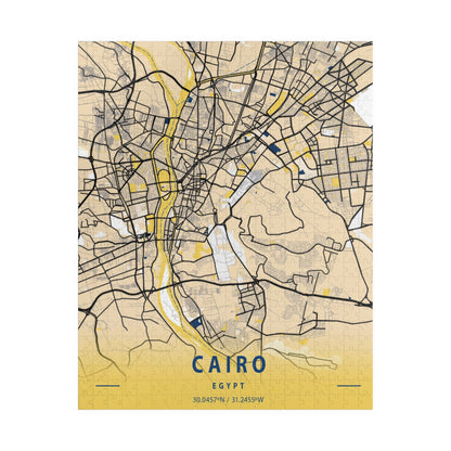 Cairo Egypt City Map Puzzle | Minimalist Aerial Topography Jigsaw
