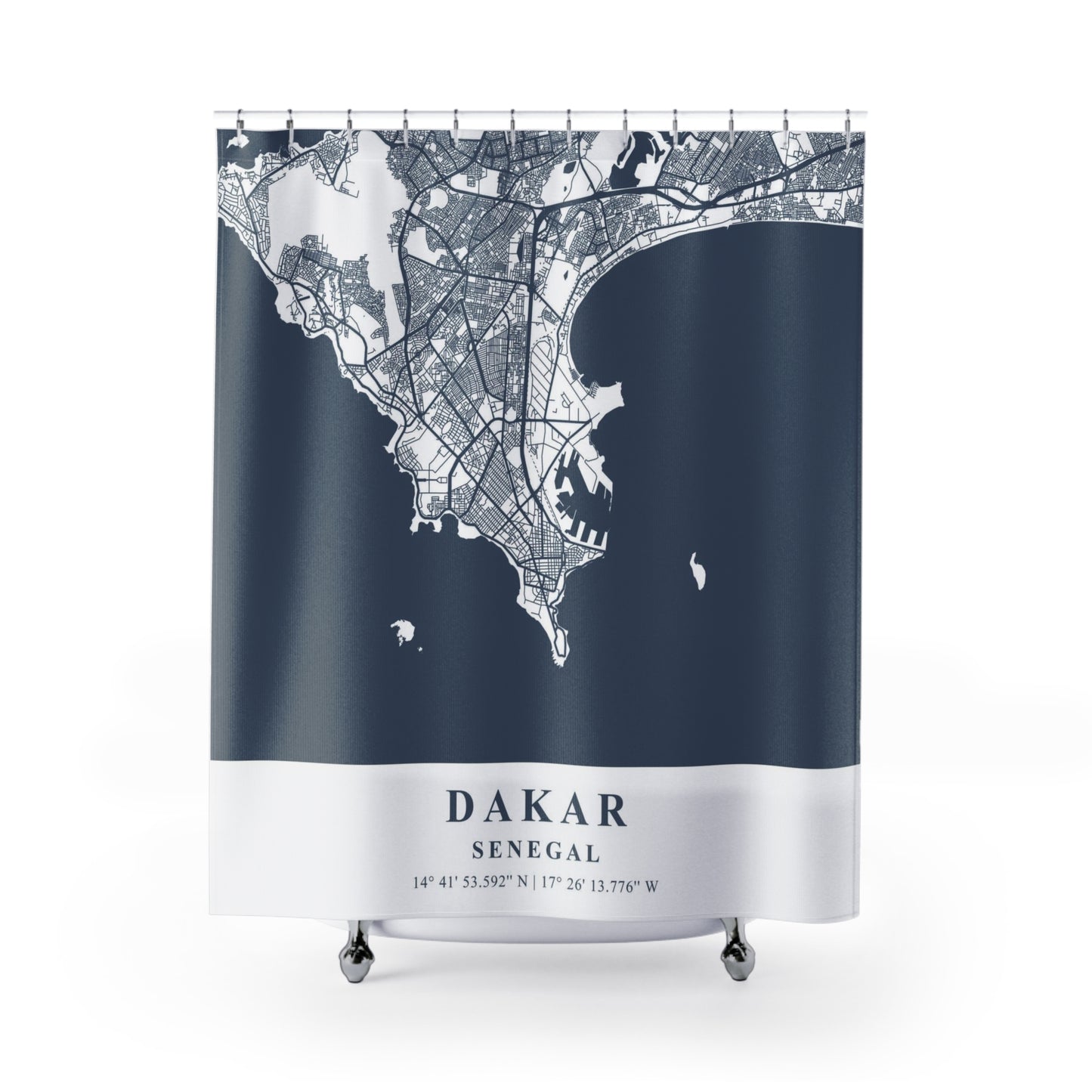 Dakar Senegal City Map Print Shower Curtain