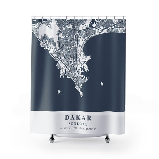 Dakar Senegal City Map Print Shower Curtain