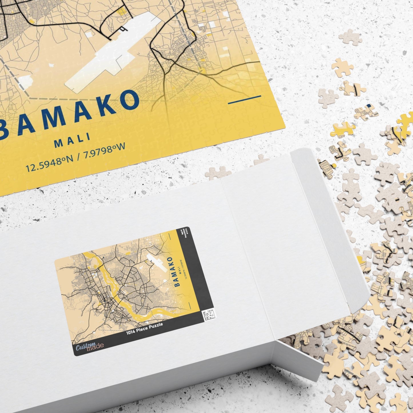Bamako Mali City Map Puzzle | Minimalist Aerial Topography Jigsaw