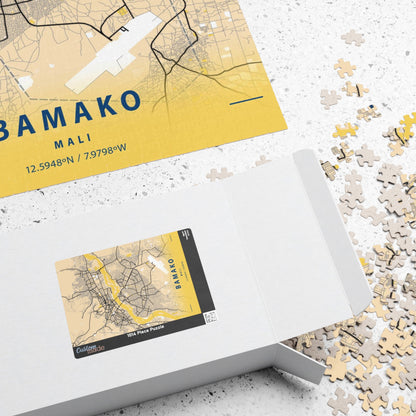 Bamako Mali City Map Puzzle | Minimalist Aerial Topography Jigsaw
