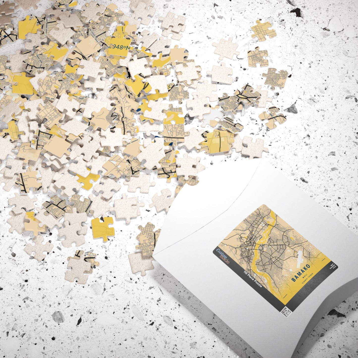 Bamako Mali City Map Puzzle | Minimalist Aerial Topography Jigsaw