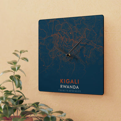 Kigali Rwanda City Map Square Wall Clock