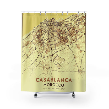 Casablanca Morocco City Map Print Shower Curtain