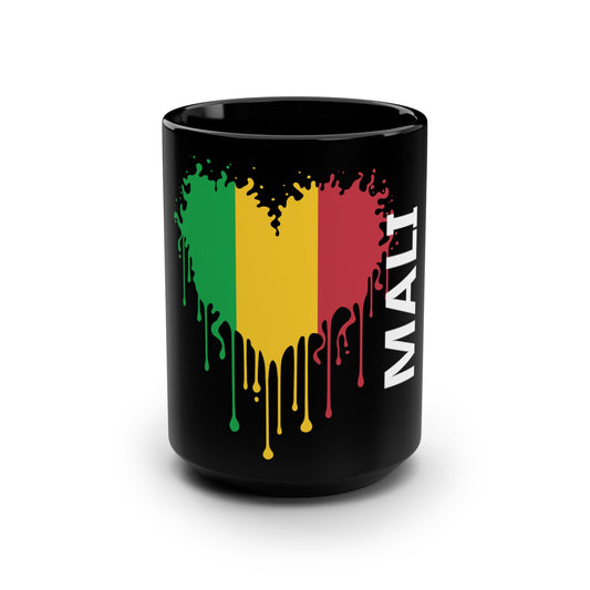 Mali Flag Drip Black Coffee Mug, 15 oz