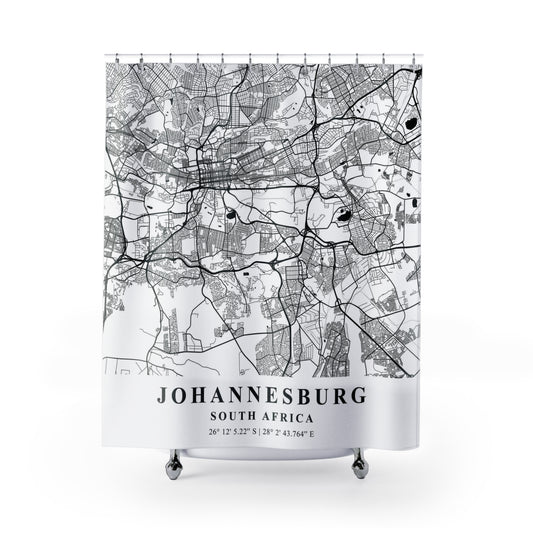 Johannesburg South Africa City Map Print Shower Curtain