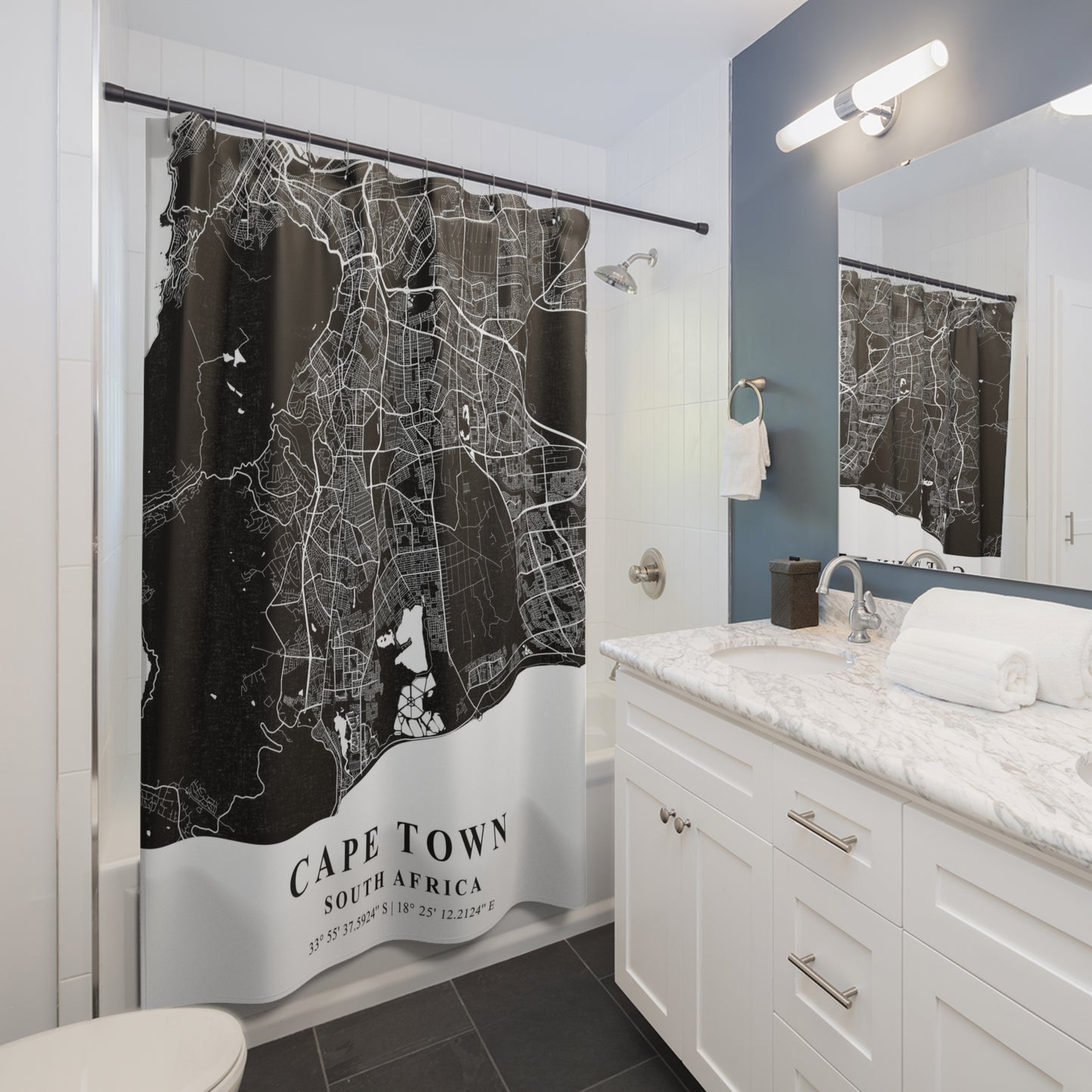 Cape Town South Africa City Map Print Shower Curtain