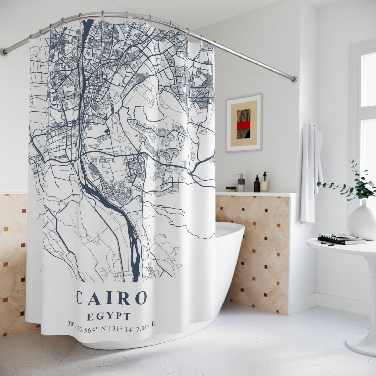 Cairo Egypt City Map Print Shower Curtain