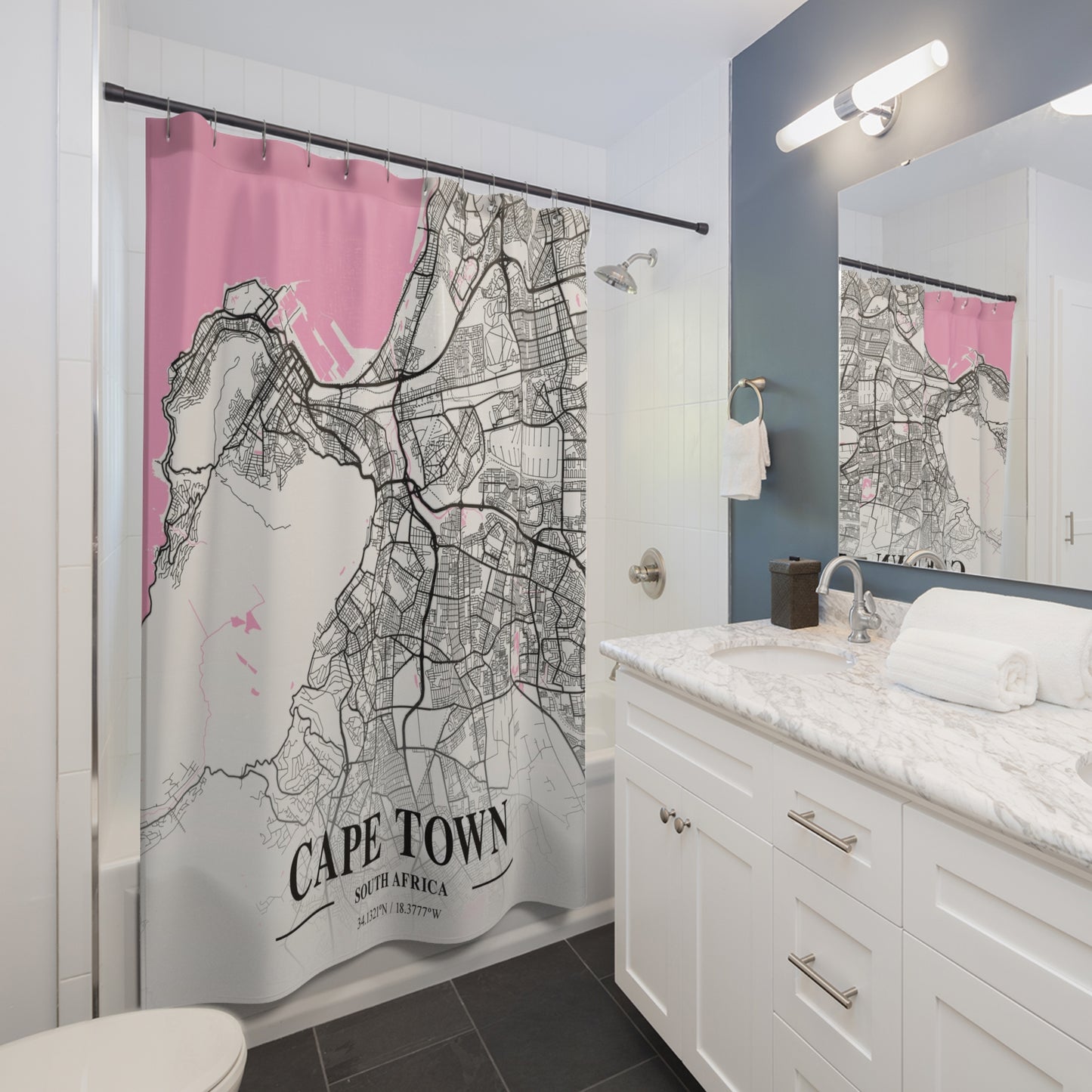 Cape Town South Africa City Map Print Shower Curtain