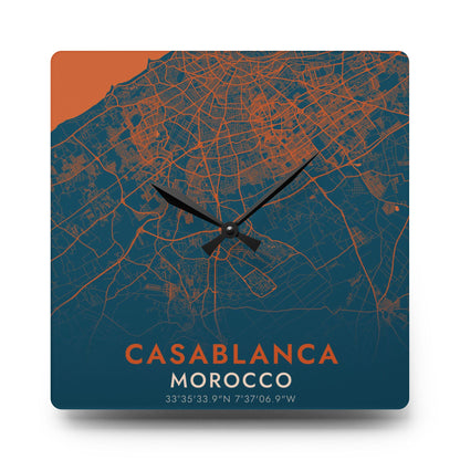 Casablanca Morocco City Map Square Wall Clock