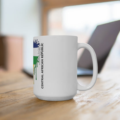 Central African Republic Flag Drip Coffee Mug 15oz