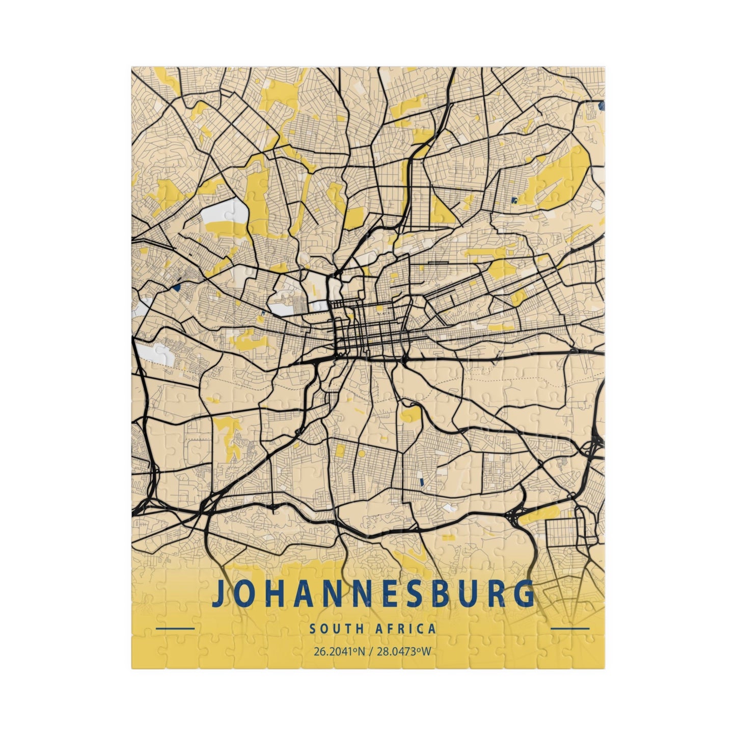 Johannesburg South Africa City Map Puzzle | Minimalist Aerial Topography Jigsaw