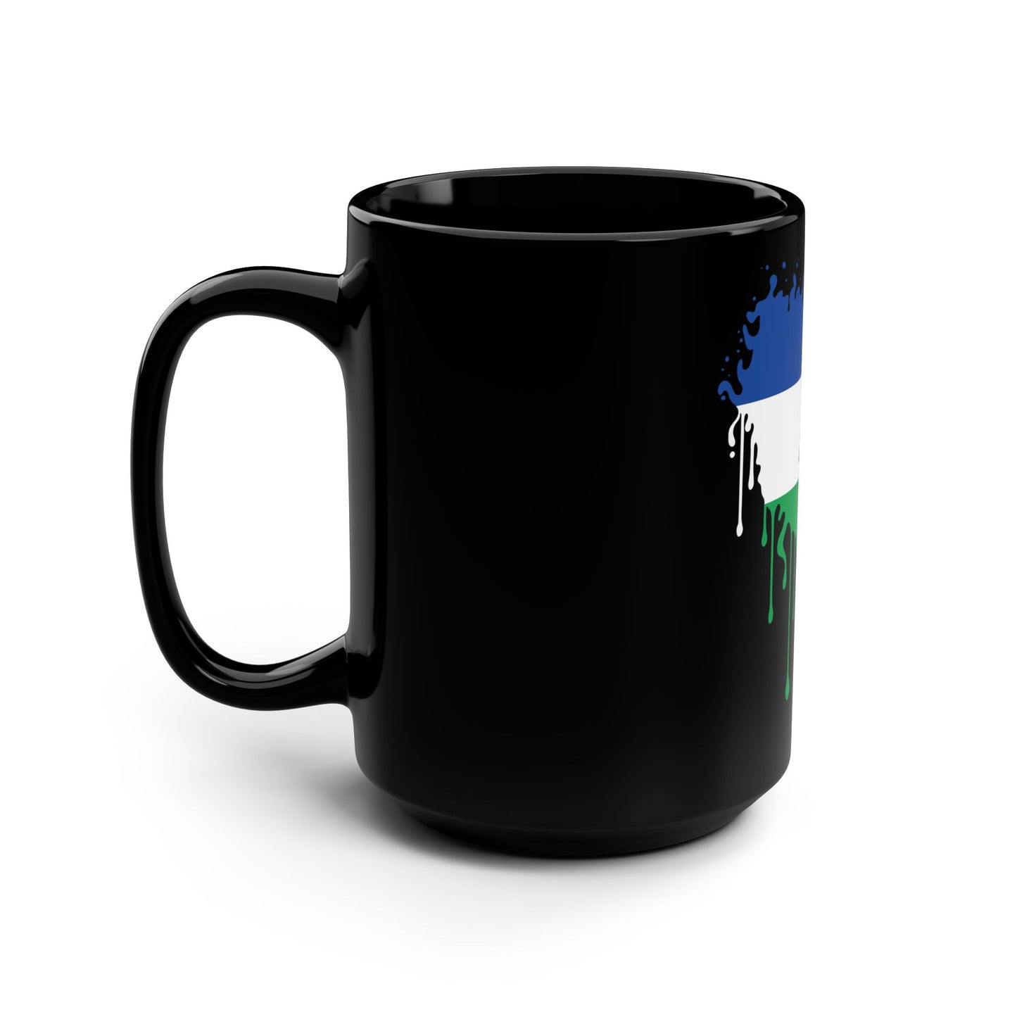 Lesotho Flag Black Coffee Mug, 15 oz