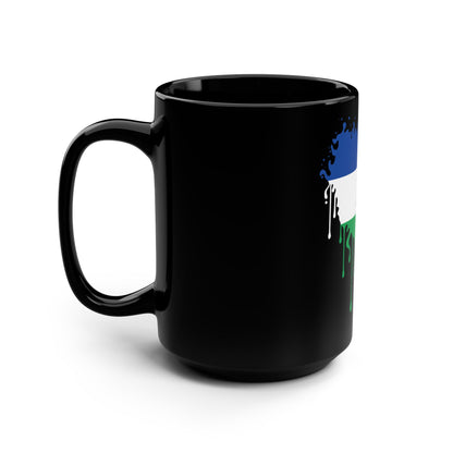 Lesotho Flag Black Coffee Mug, 15 oz