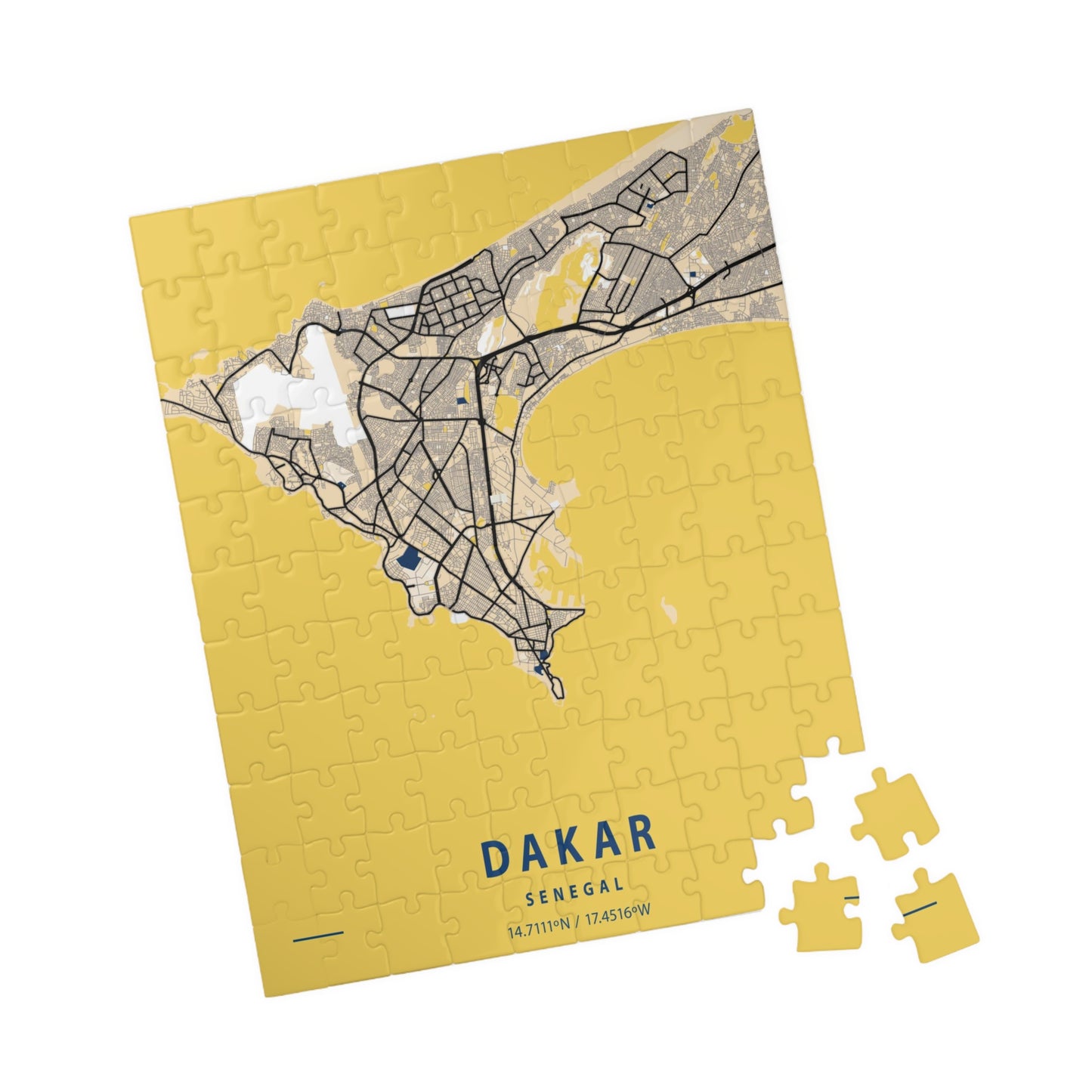 Dakar Senegal City Map Puzzle | Minimalist Aerial Topography Jigsaw