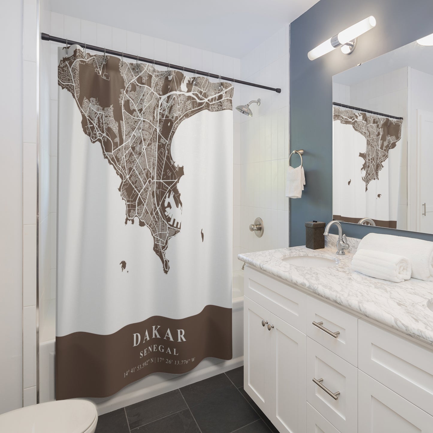 Dakar Senegal City Map Print Shower Curtain