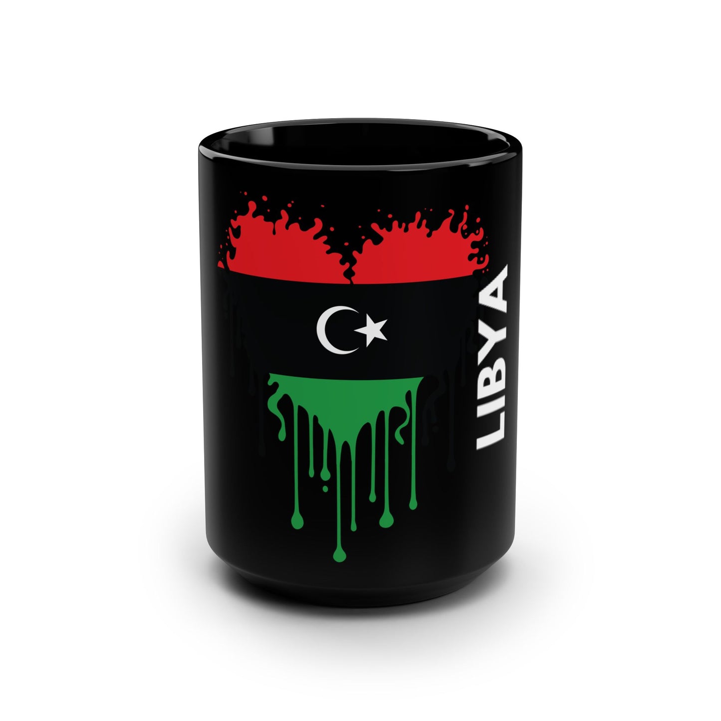 Libya Flag Black Coffee Mug, 15 oz
