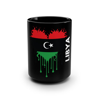 Libya Flag Black Coffee Mug, 15 oz