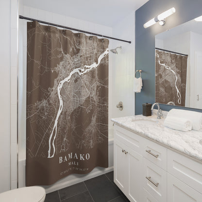 Bamako Mali City Map Print Shower Curtain