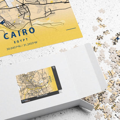 Cairo Egypt City Map Puzzle | Minimalist Aerial Topography Jigsaw