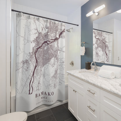 Bamako Mali City Map Print Shower Curtain
