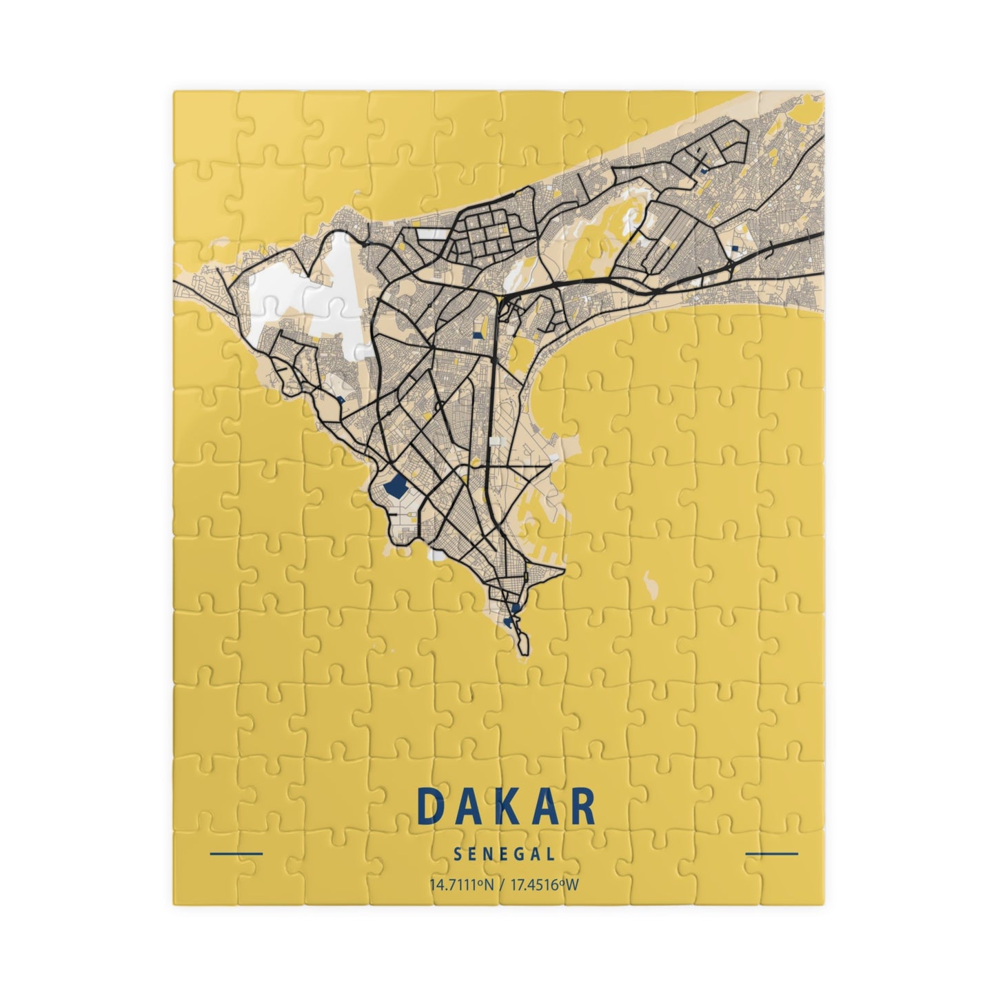 Dakar Senegal City Map Puzzle | Minimalist Aerial Topography Jigsaw