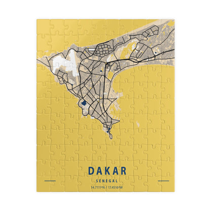 Dakar Senegal City Map Puzzle | Minimalist Aerial Topography Jigsaw