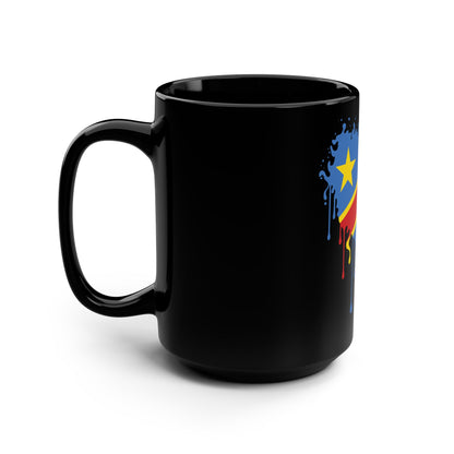 Congo Flag Black Coffee Mug, 15 oz