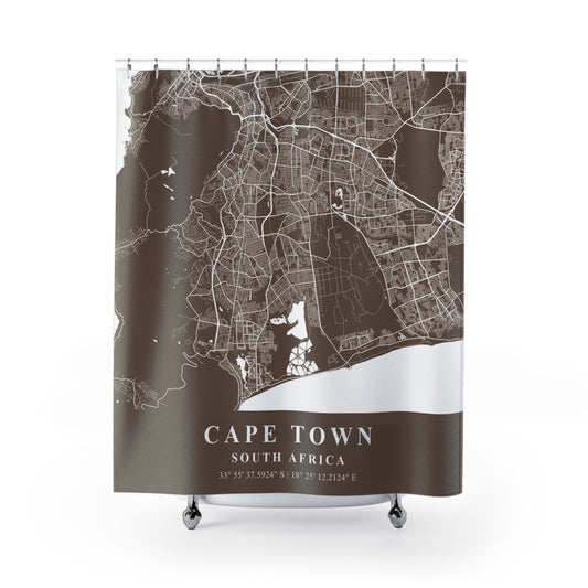 Cape Town South Africa City Map Print Shower Curtain