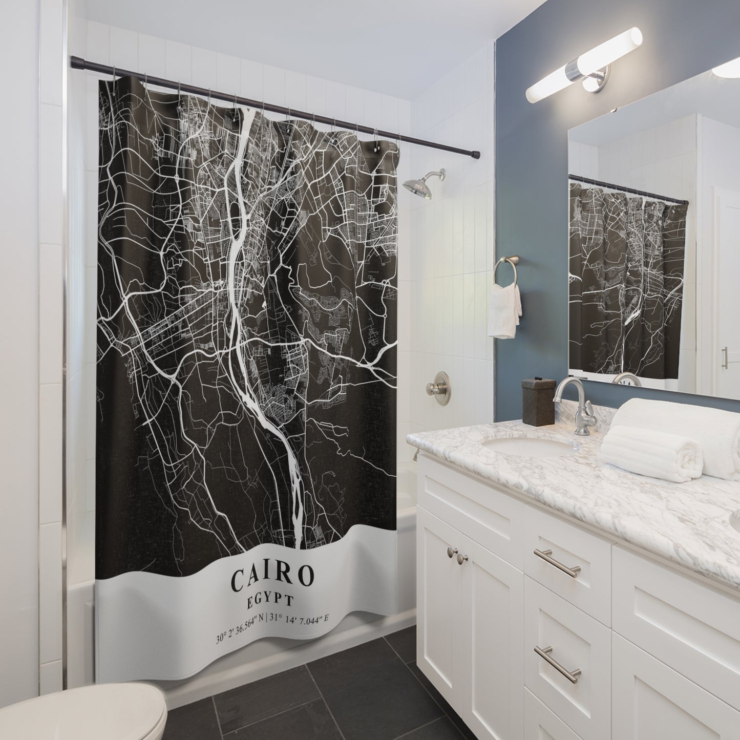 Cairo, Egypt City Map Print Shower Curtain