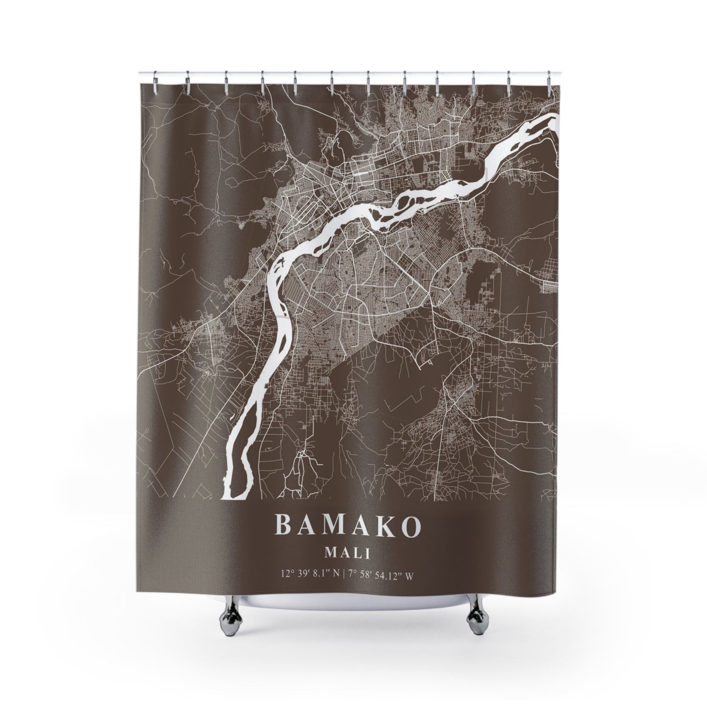 Bamako Mali City Map Print Shower Curtain