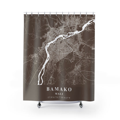 Bamako Mali City Map Print Shower Curtain