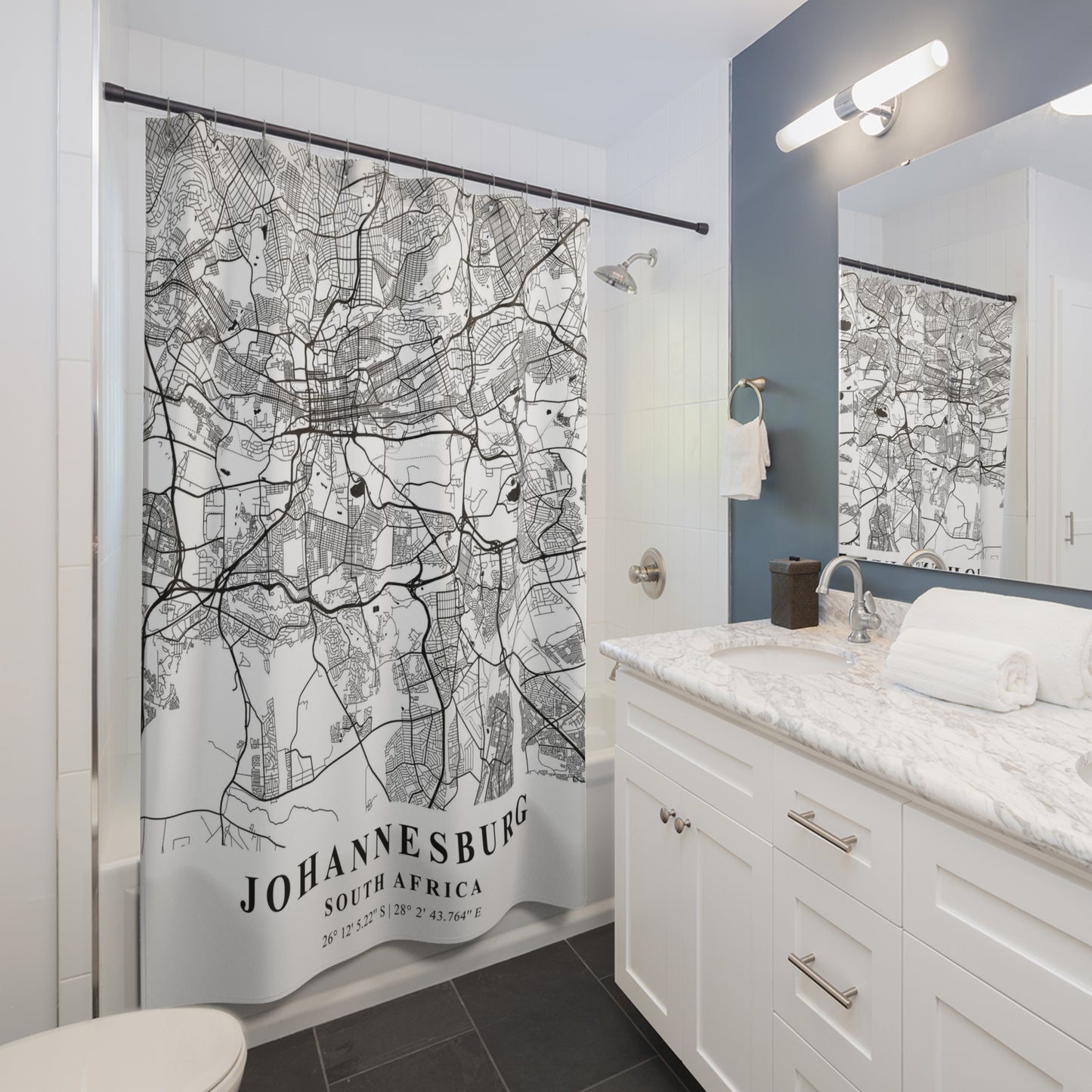 Johannesburg South Africa City Map Print Shower Curtain