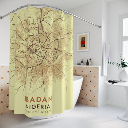Ibadan Nigeria City Map Print Shower Curtain