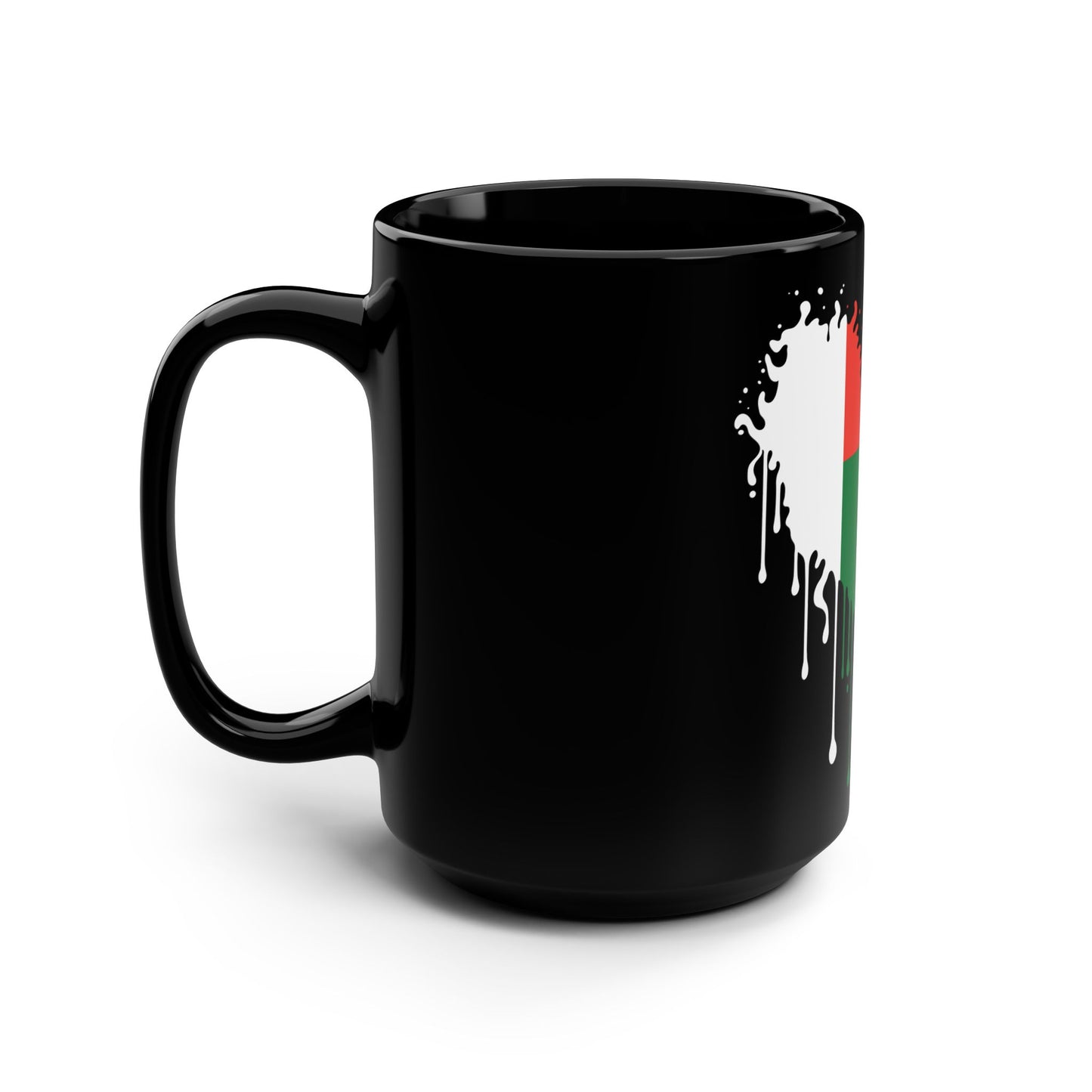 Madagascar Flag Drip Black Coffee Mug, 15 oz