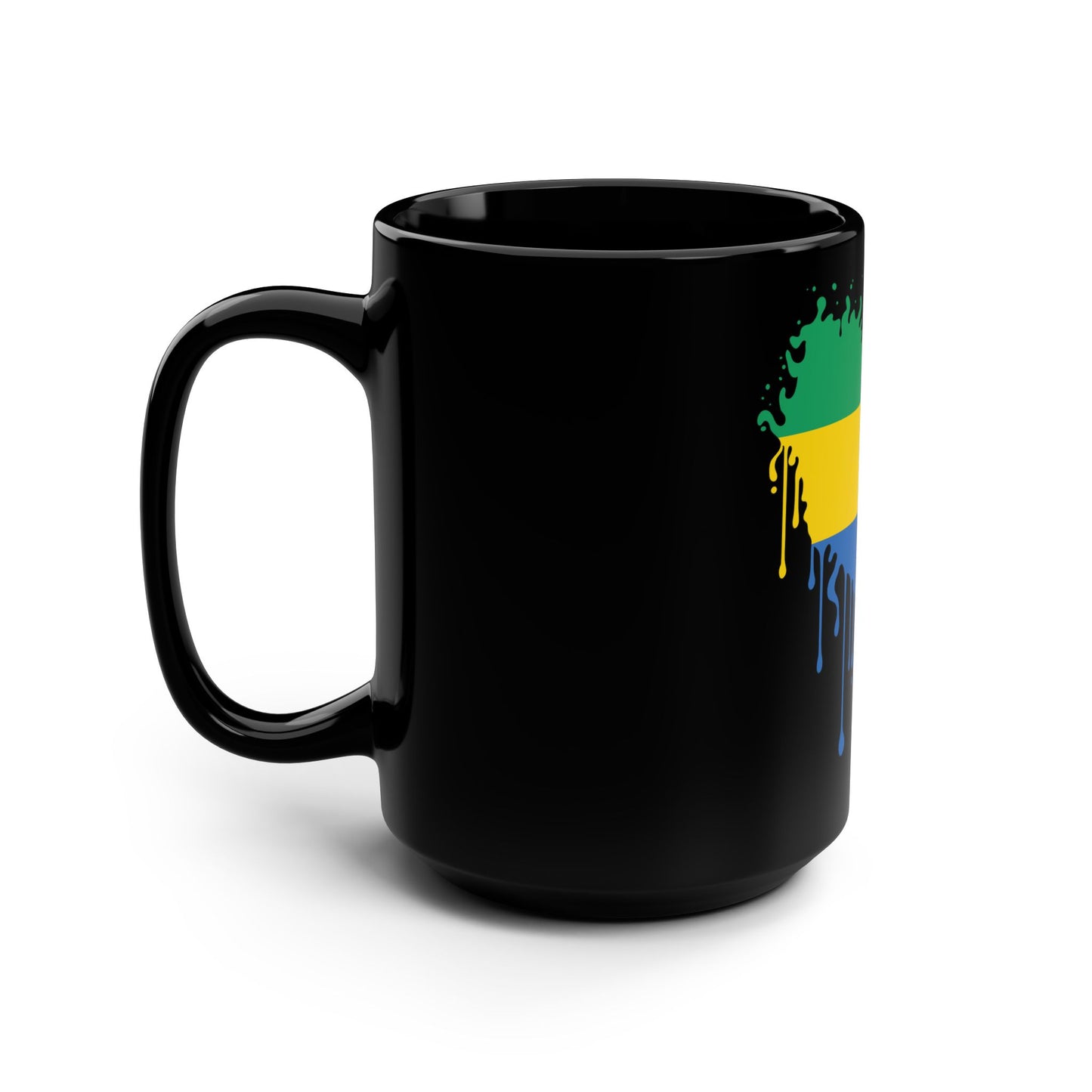Gabon Flag Drip Black Coffee Mug 15 oz