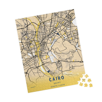 Cairo Egypt City Map Puzzle | Minimalist Aerial Topography Jigsaw