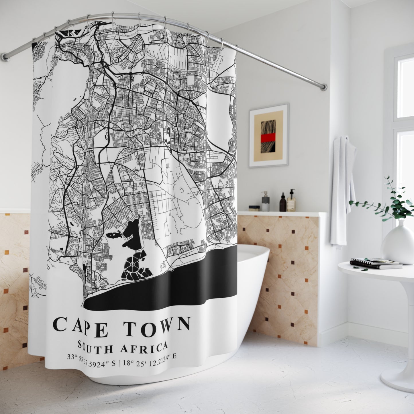Cape Town South Africa City Map Print Shower Curtain