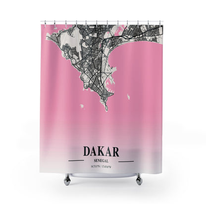 Dakar Senegal City Map Print Shower Curtain