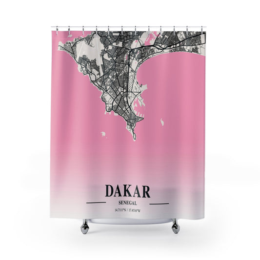 Dakar Senegal City Map Print Shower Curtain