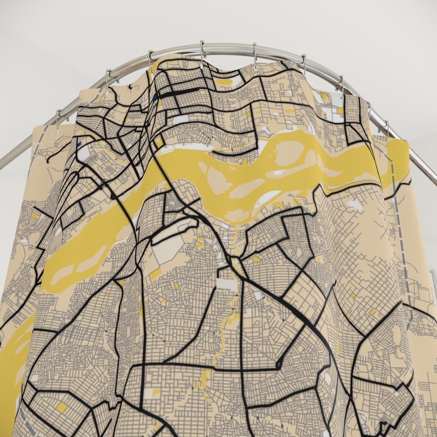 Bamako Mali City Map Print Shower Curtain