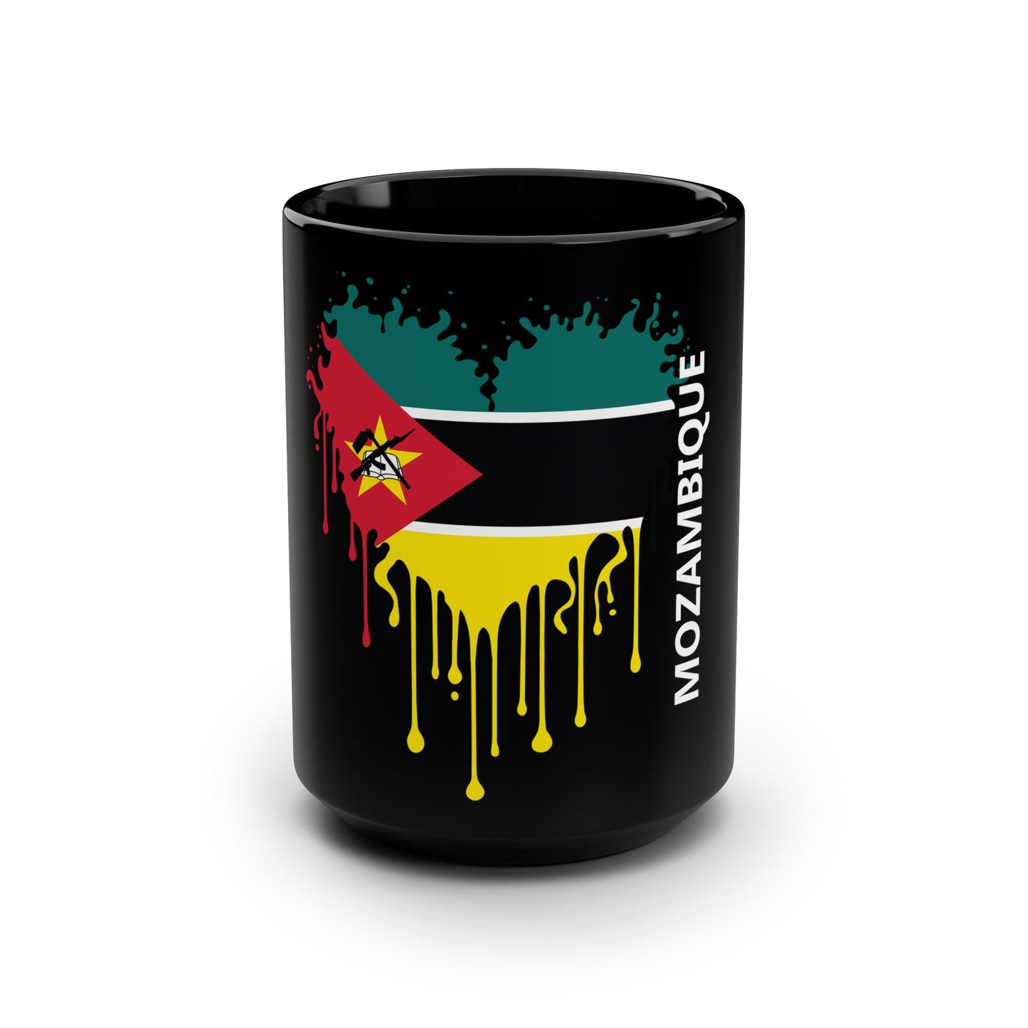 Mozambique Flag Black Coffee Mug, 15 oz